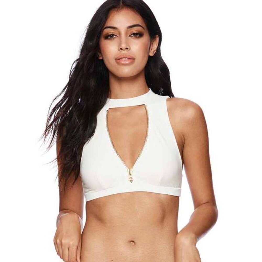 Beach Bunny Zoey High Neck swimwear set size L top L bottoms ivory
